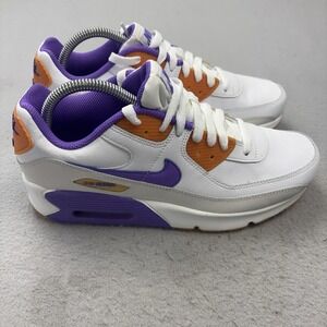 Nike Air Max 90 Shoes Youth Size 7Y White Purple Running Sneakers DV3607-103